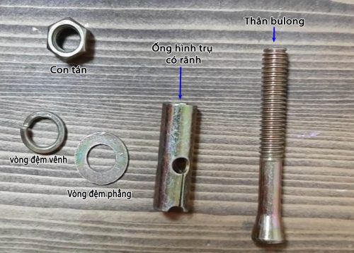 Cấu tạo tắc kê sắt M6x50