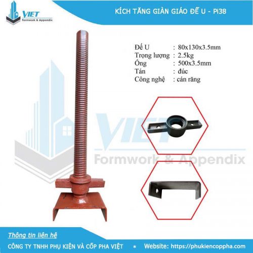 Kích tăng U Pi38 - ống 2.8 ly – đế 4 ly – tán đúc