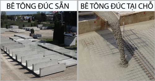 Sự khác biệt giữa bê tông đúc sẵn và bê tông đúc tại chỗ